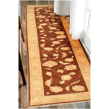 Rugsville Ziegler Persian Floral Brown Beige Wool Rug (75 x 360 cm) Runner