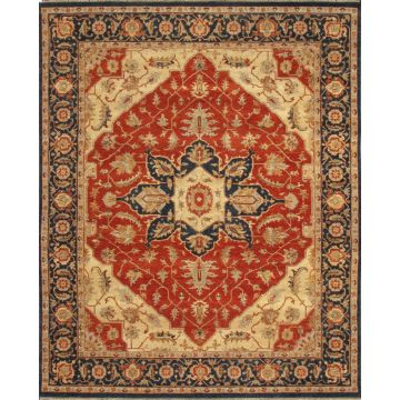 Rugsville Antique Heriz Rust Blue Wool Rug