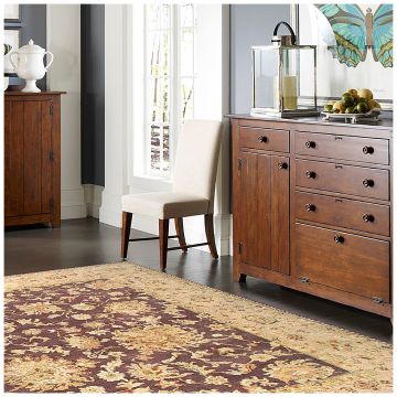 Rugsville Vegetable Dyes Luxury Brown Beige Wool Rug (240 x 300 cm)