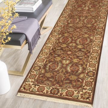 Rugsville Agra Persian Floral Brown Beige Wool Rug (75 x 240 cm) Runner