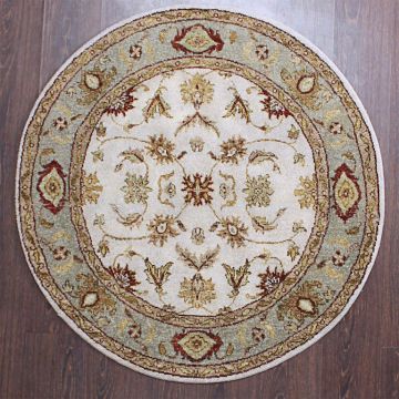 Rugsville Ziegler Tan & Ivory Hand Knotted Wool Rug (120 x 120 cm)
