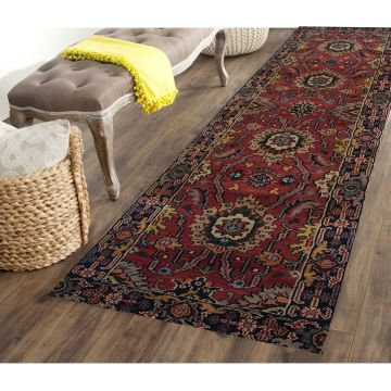 Rugsville Sultanabad Rust Navy Wool Rug (75 x 240 cm) Runner