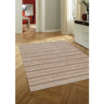 Rugsville Beige Striped Beige Green Wool Rug (90 x 150 cm)