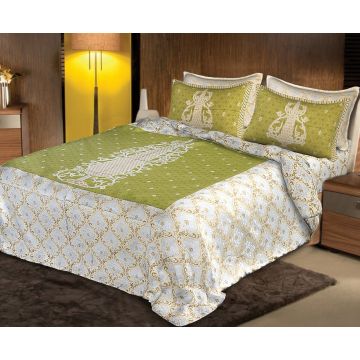 Rugsville Designer Superfine Green Cotton King Size Bed Sheets 250 X 270 cm