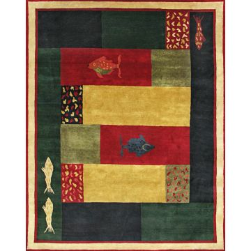 Rugsville Tibet Fish Wool Rug Rug