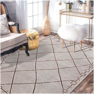 Rugsville Tibetan Beige Brown Hand Knotted Wool Rug (180 x 270 cm)