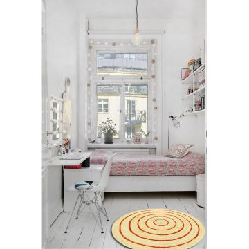 Rugsville Modern Circle Handmade Jute Braided Dhurrie Rug (60 x 60 cm)