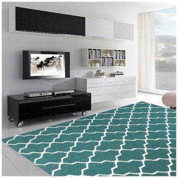 Rugsville Trellis Blue Wool Rug (150 x 240 cm)