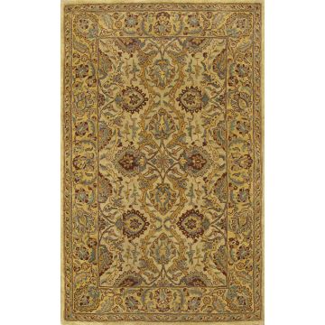 Rugsville Antique Kazvin Green Gold Handmade Wool Rug (150 x 240 cm)