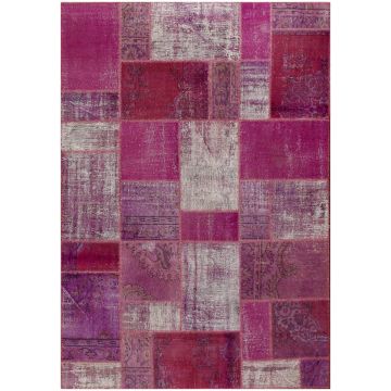 Rugsville Vintage Patchwork Overdyed Purple Wool Rug 19034 (210 x 270 cm)