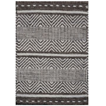 Rugsville Grass Loom Brown Hand Made Wool Dhurrie Rug