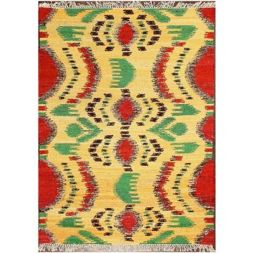 Rugsville Bohemian Multi Sari silk Dhurrie Rug (120 x 180 cm)
