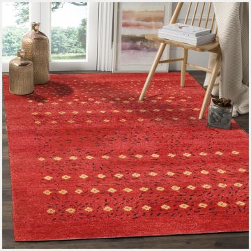 Rugsville Modern Handmade Red Wool Rug (150 x 240 cm)