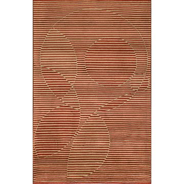 Designer Abstract Handmade Rust Wool Rug (150 x 240 cm)
