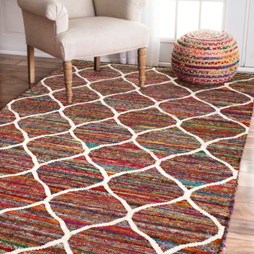 Rugsville Moroccan Trellis Chindi Dhurrie Rug (150 x 240 cm)
