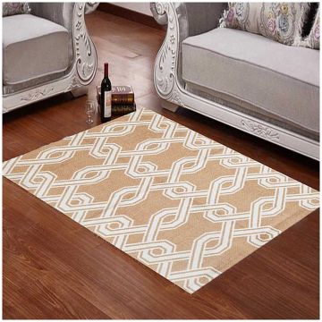 Rugsville Trellis Cotton Beige Colour Dhurrie (60 x 90 cm)