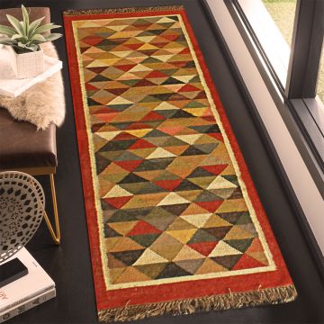 Rugsville Cultural Multi Bohemian Kilim Jute Dhurrie Rug (75 x 180 cm) Runner
