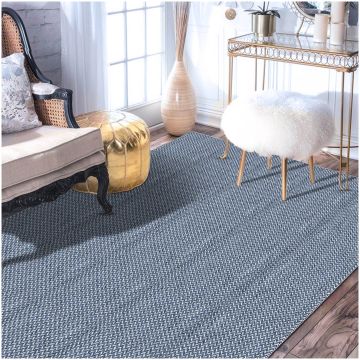 Delfina Modern Geometric Blue Handmade Wool Rug 63003