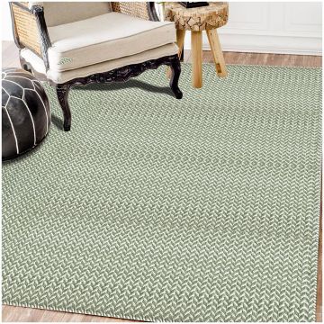 Domenica Modern Geometric Green Handmade Wool Rug 63006