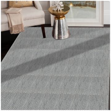 Durante Modern Geometric Gray Handmade Wool Rug 63007
