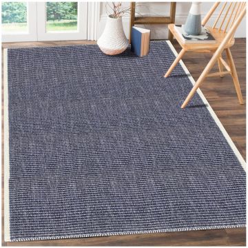 Donatella Modern Geometric Blue Handmade Wool Rug 63008