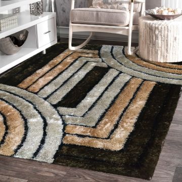 Rugsville Chhavi Contemporary Abstract Multi Handmade Shag Rug 63303