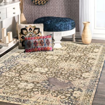 Rugsville Oxidye Floral Multi Wool Silk Designer Persian Rug 63382