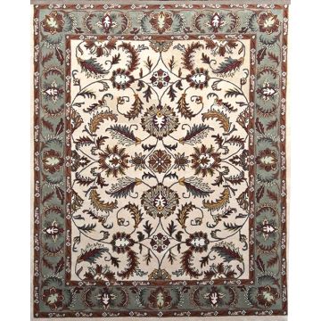Liona Traditional Floral Beige Wool Handmade Persian Rug (240 x 300 cm)