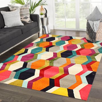 Rugsville Kiral Multi Geometric Modern Rug (158 x 223 cm)