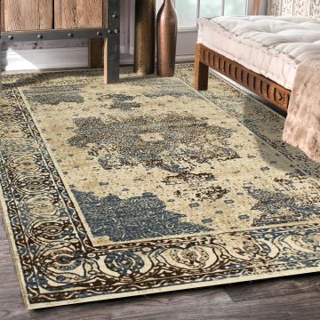 Rugsville Roshan Beige Oriental Persian Rug (158 x 223 cm)