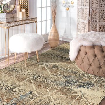 Rugsville Bahadir Brown Floral Persian Rug (158 x 220 cm)