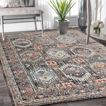 Rugsville Behrem Bohemian Tribal Gray Persian Rug (158 x 225 cm)