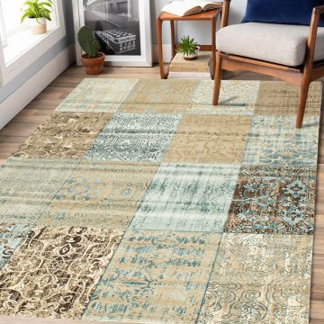 Rugsville Eldar Multi Patchwork Modern Rug (158 x 220 cm)