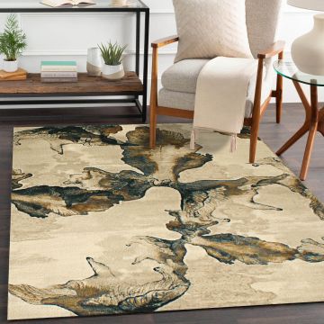 Rugsville Magnus Beige Graphic Modern Rug (153 x 228 cm)