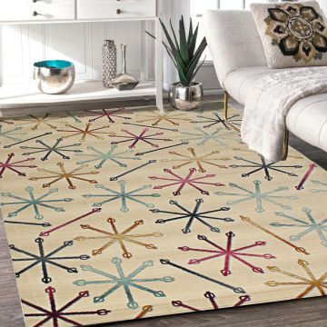 Rugsville Jarrah Ivory Graphic Modern Rug (158 x 228 cm)