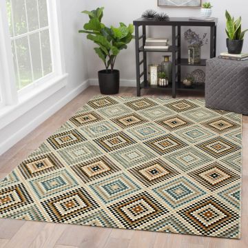 Rugsville Jaelyn Blue Geometric Modern Rug (150 x 230 cm)