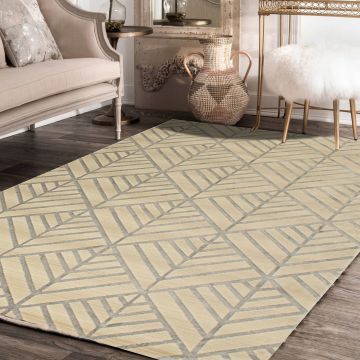 Rugsville June Geometric Ivory Modern Rug (150 x 210 cm)