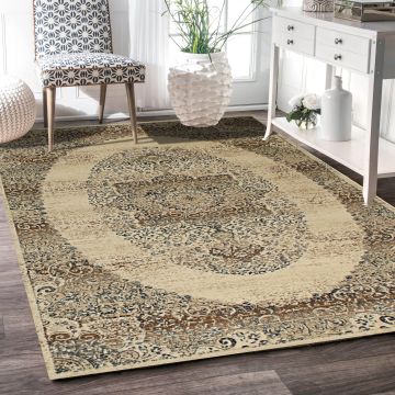 Rugsville Nathalie Medallian Beige Persian Rug (150 x 240 cm)