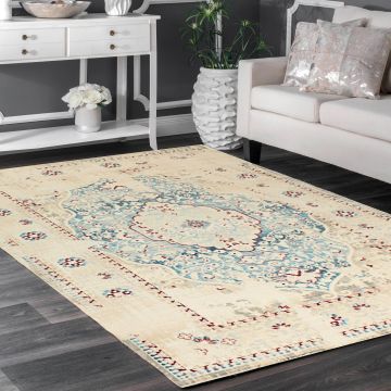 Rugsville Marisol Vintage Oriental Ivory Persian Rug (150 x 240 cm)