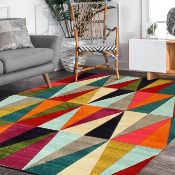 Rugsville Trey Multi Geometric Modern Rug (158 x 220 cm)