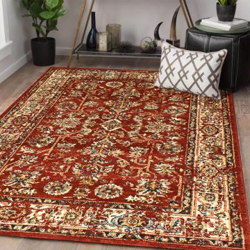 Rugsville Jupiter Vintage Red & Rust Floral Persian Rug (158 x 220 cm)