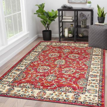 Rugsville Sezen Red & Rust Floral Persian Rug (158 x 230 cm)
