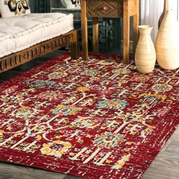 Rugsville Amacker Red & Rust Floral Southwestern Tribal Rug (158 x 228 cm)