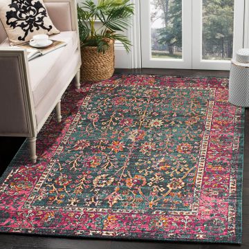 Rugsville Hensley Pink Floral Persian Rug (158 x 228 cm)