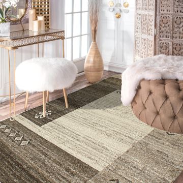 Rugsville Gracen Brown Graphic Modern Rug (158 x 225 cm)