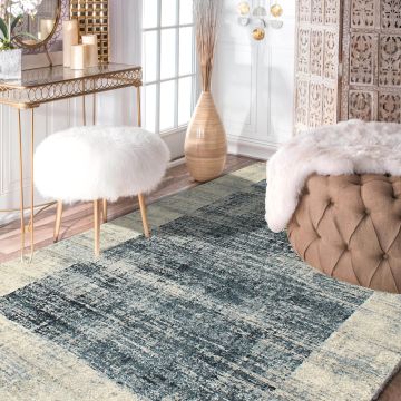Rugsville Colette Blue Bordered Modern Rug (158 x 230 cm)