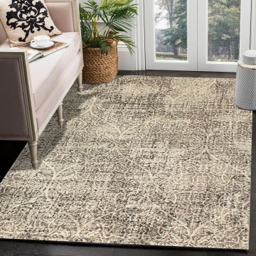 Rugsville Cerise Brown Graphic Modern Rug (158 x 228 cm)