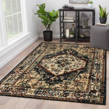 Rugsville Ember Oriental Black Persian Rug (150 x 240 cm)