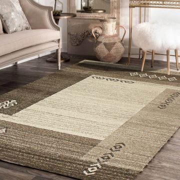Rugsville Alia Border Brown Modern Rug (150 x 240 cm)