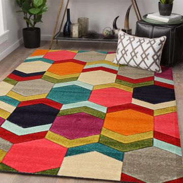 Rugsville Jordynn Geometric Multi Modern Rug (150 x 210 cm)